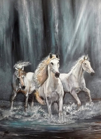 paardenportret olieverf 40*60