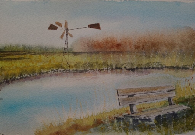 polder aquarel