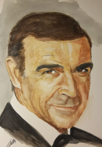 portret James Bond, Sean Connery aquarel