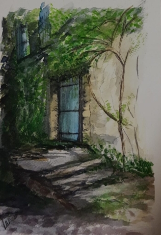 french door aquarel