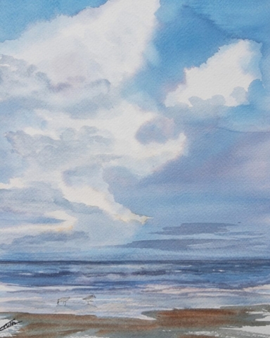Beach, sealandscape aquarel