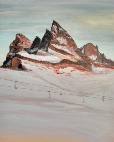 Dolomieten Acryl, berglandschap, Seceda