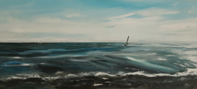 surfen, acryl op hout (s)