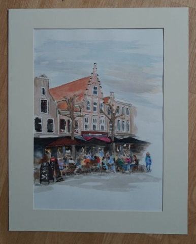 Haarlem Botermarkt, aquarel 30*40